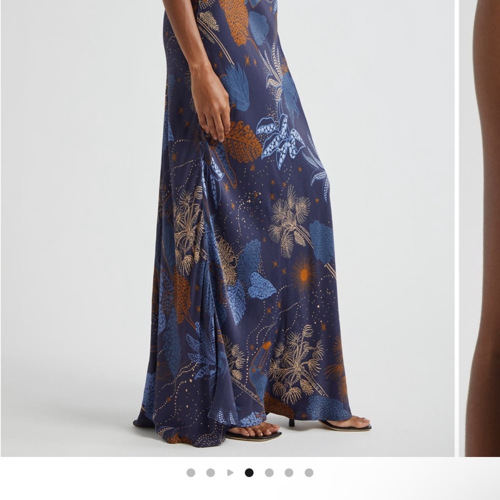 FARM Rio Navy Blue & Rust Print Maxi Slip Dress - Picture 6 of 6